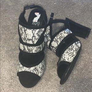 Black and white sandals